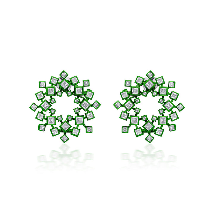 Parakeet Green Halo Earrings - Isharya | Modern Indian Jewelry