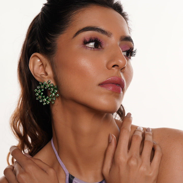 Parakeet Green Halo Earrings - Isharya | Modern Indian Jewelry
