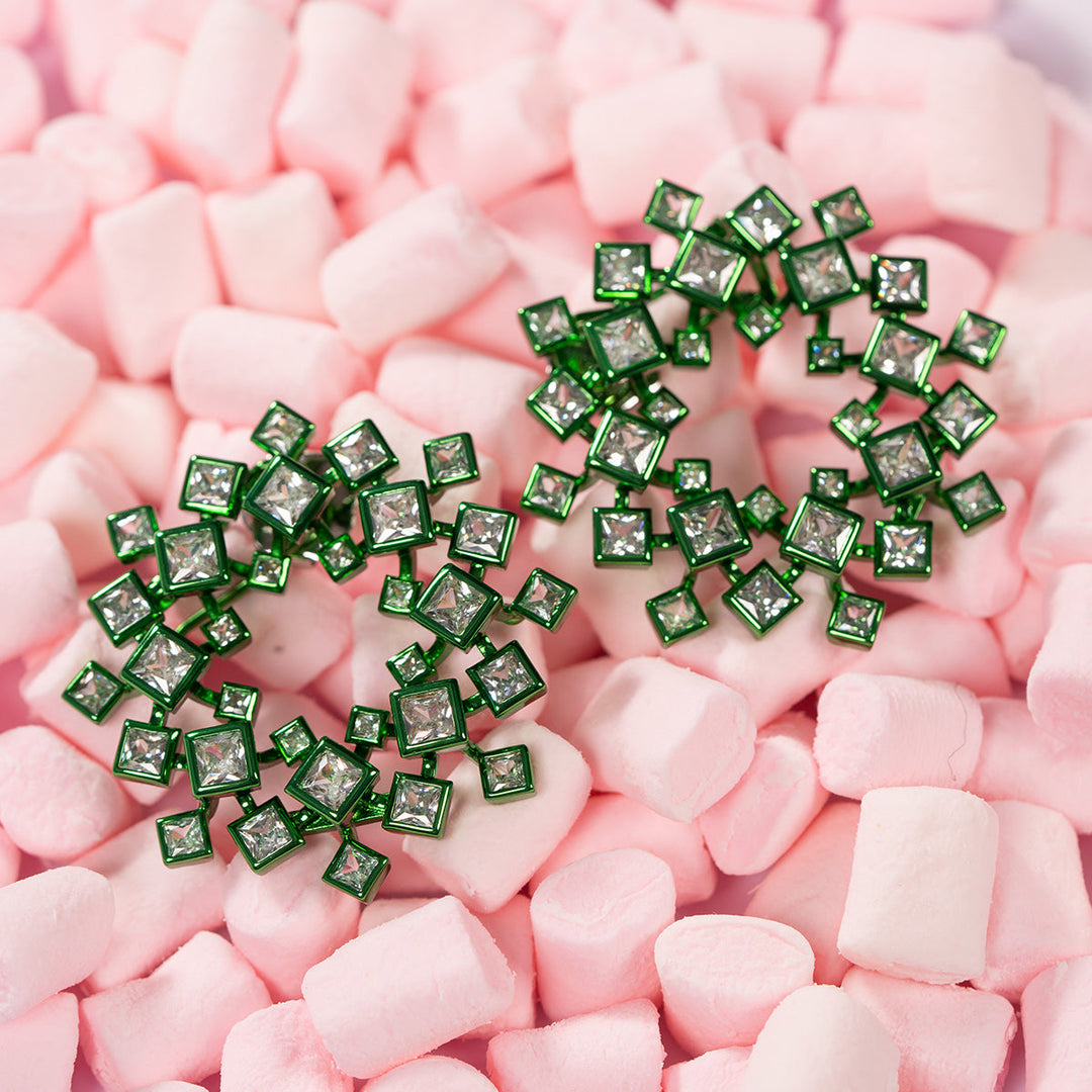 Parakeet Green Halo Earrings - Isharya | Modern Indian Jewelry