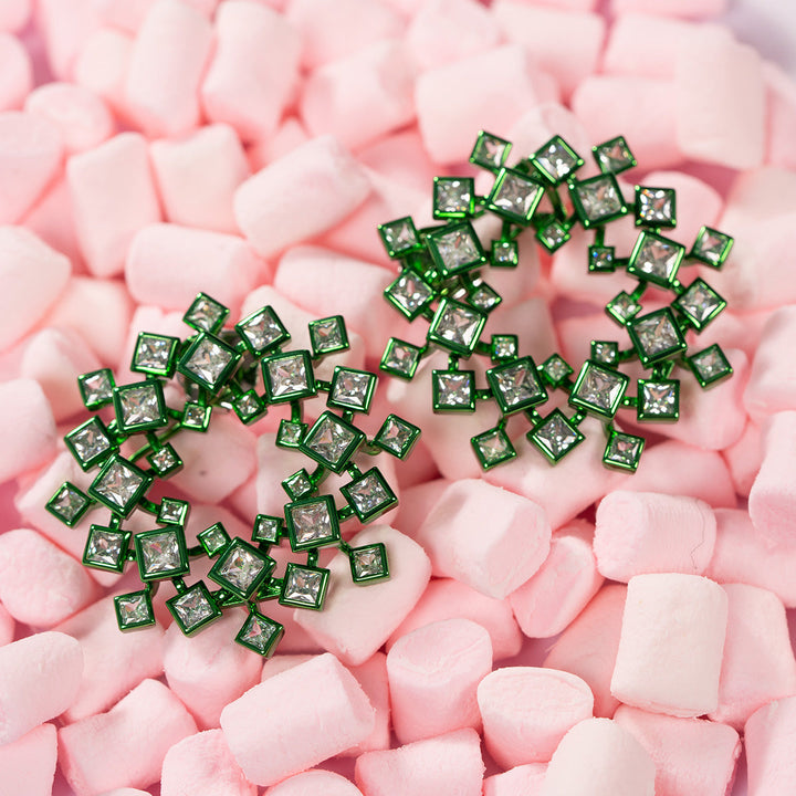 Parakeet Green Halo Earrings - Isharya | Modern Indian Jewelry