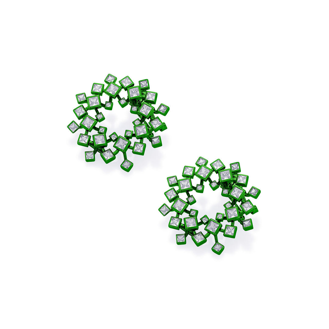 Parakeet Green Halo Earrings - Isharya | Modern Indian Jewelry