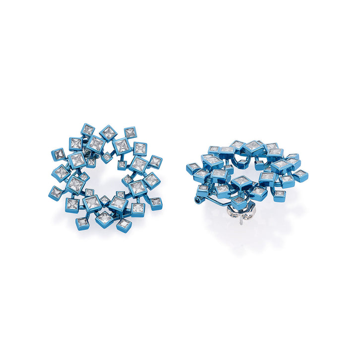 Aqua Blue Halo Earrings - Isharya | Modern Indian Jewelry
