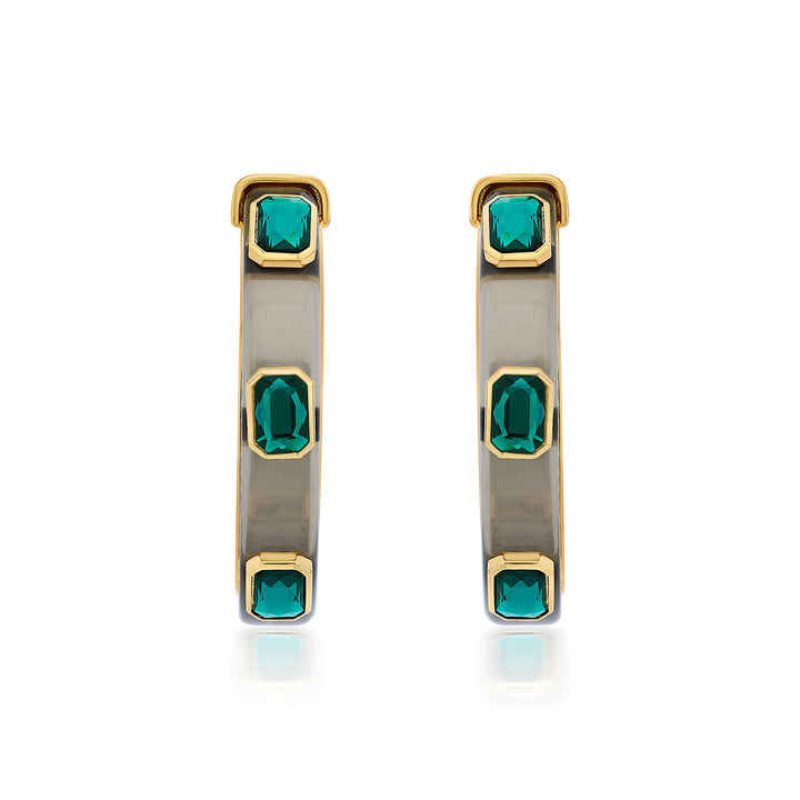 Bougie Green Crystal Hoops