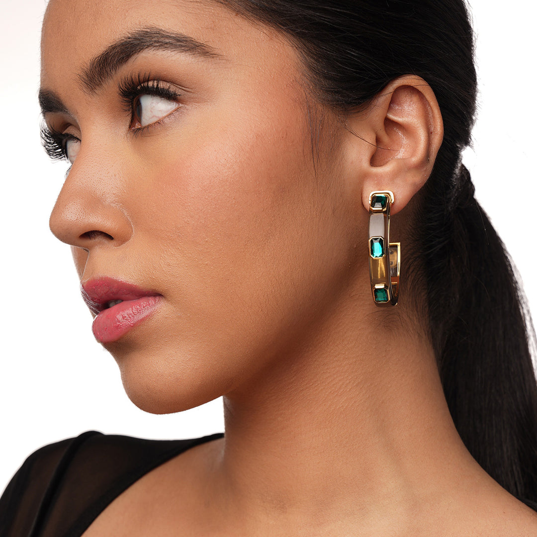 Bougie Green Crystal Hoops