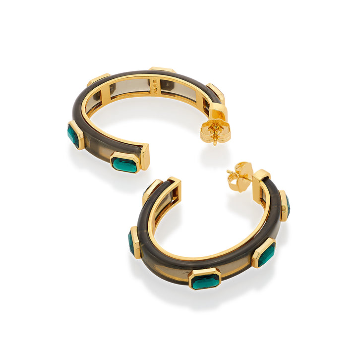 Bougie Green Crystal Hoops