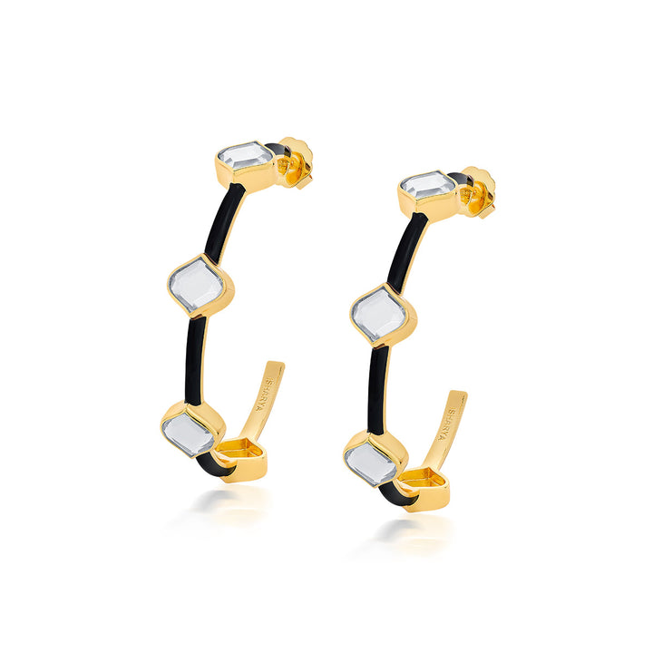 Amina Mirror Hoop Earrings - Isharya | Modern Indian Jewelry