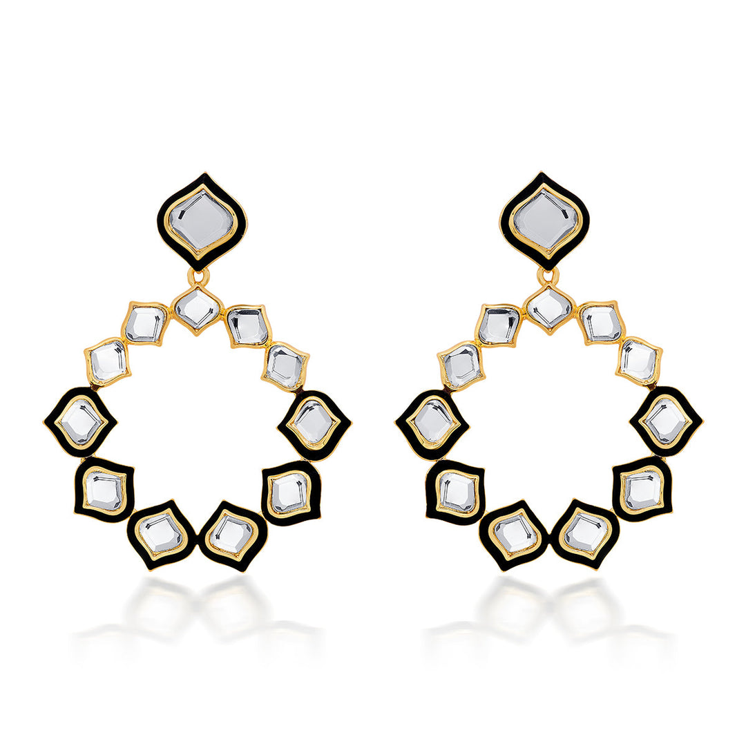 Amina Mirror Statement Earrings - Isharya | Modern Indian Jewelry