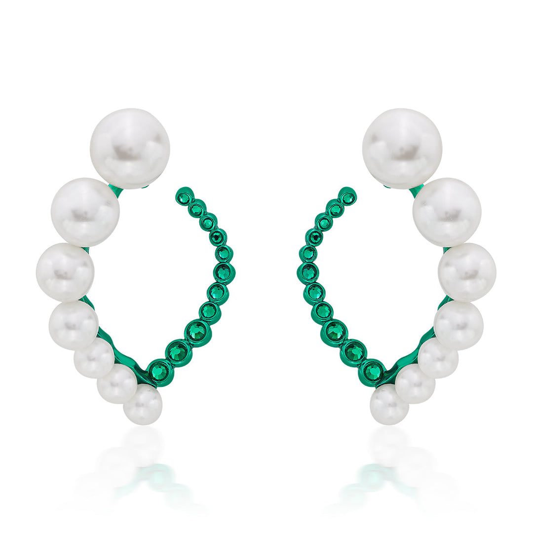 Zeenat Pearl Quartz Harp Earrings - Isharya | Modern Indian Jewelry