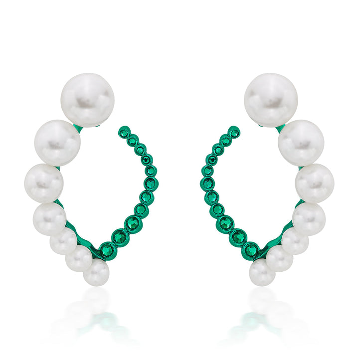 Zeenat Pearl Quartz Harp Earrings - Isharya | Modern Indian Jewelry
