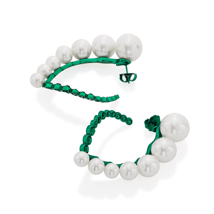 Zeenat Pearl Quartz Harp Earrings - Isharya | Modern Indian Jewelry
