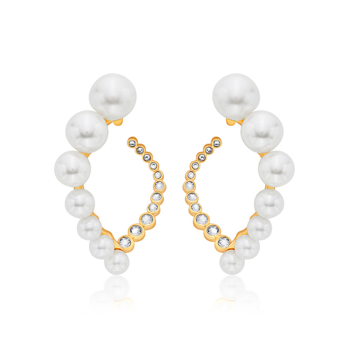 Amara CZ Pearl Harp Earrings