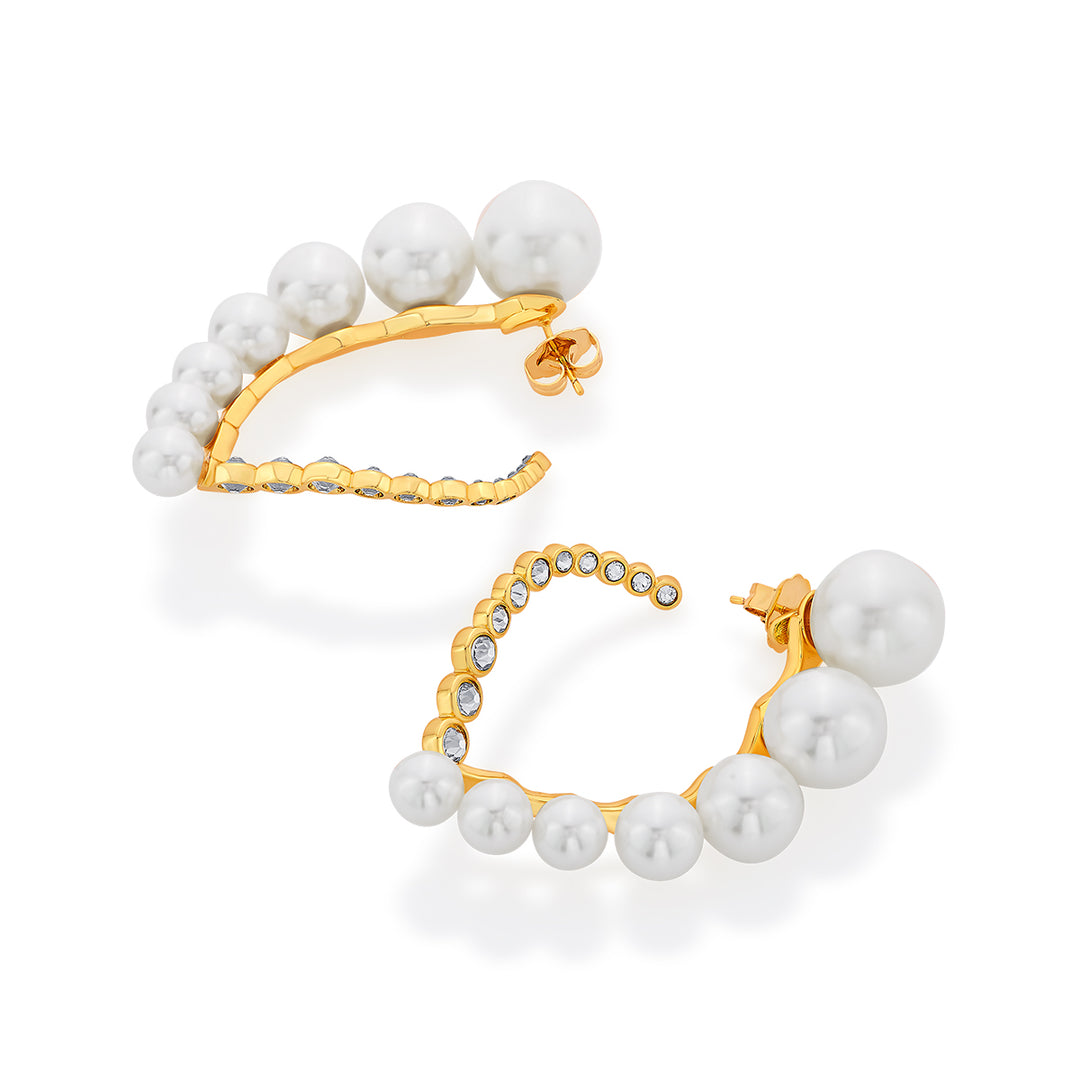 Amara CZ Pearl Harp Earrings