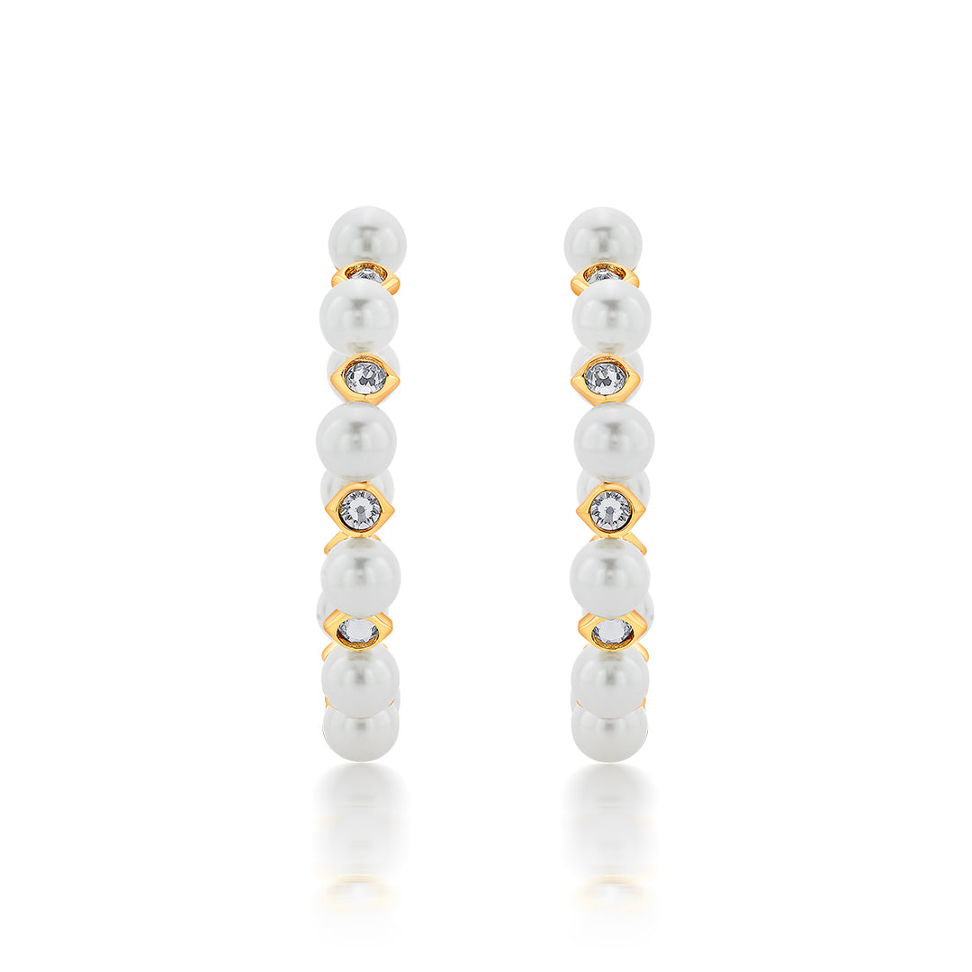 Amara Pearl CZ Statement Hoop Earrings