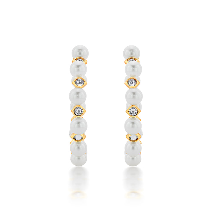 Amara Pearl CZ Statement Hoop Earrings