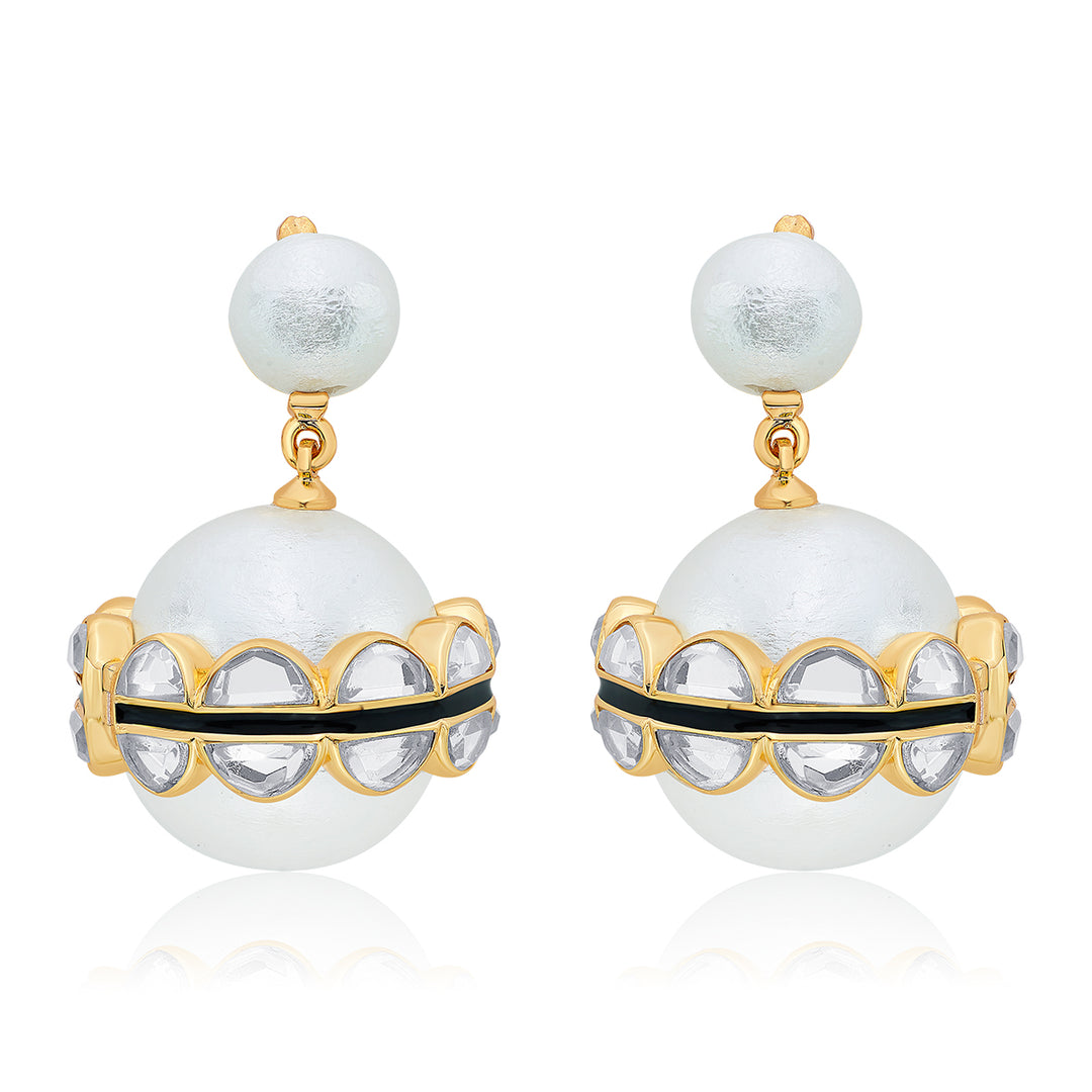Amara Mirror Pearl Duo Drop Earrings