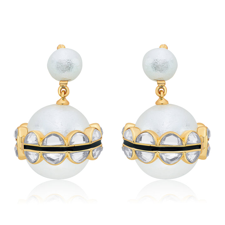 Amara Mirror Pearl Duo Drop Earrings