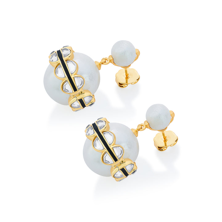 Amara Mirror Pearl Duo Drop Earrings