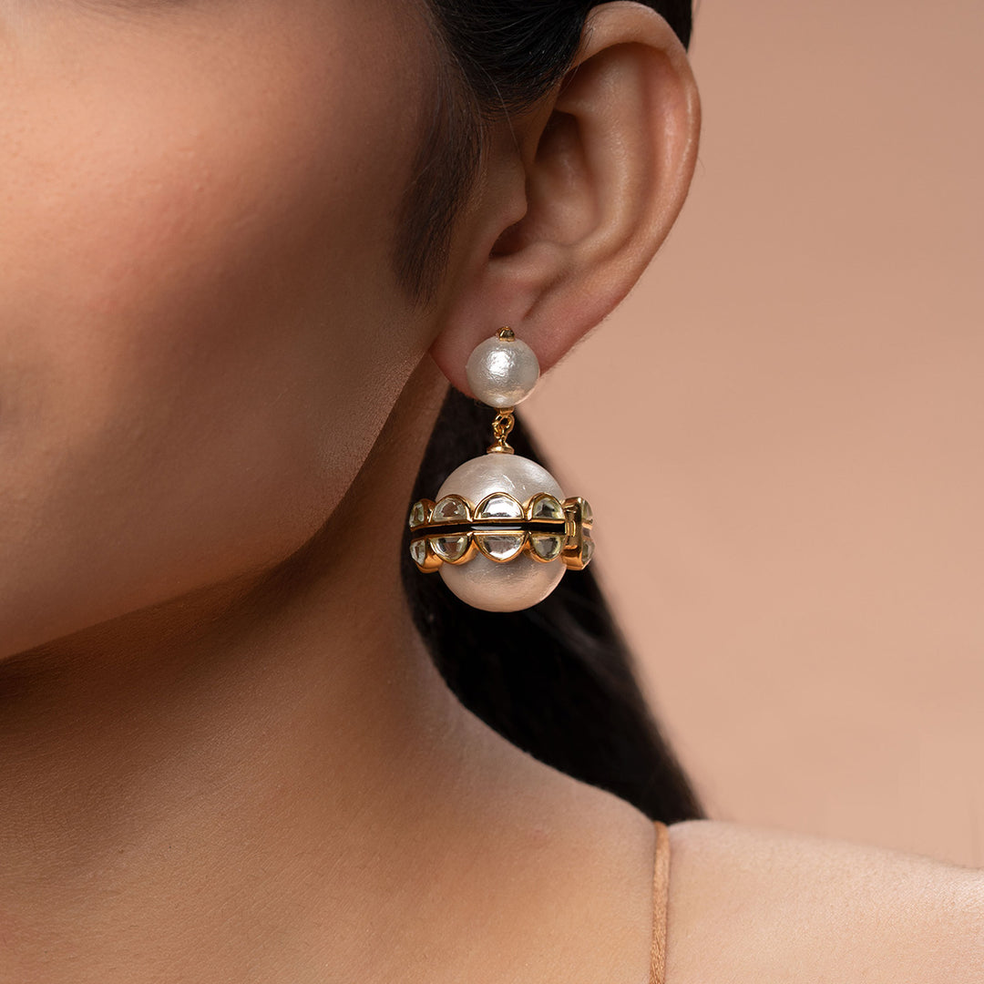 Amara Mirror Pearl Duo Drop Earrings