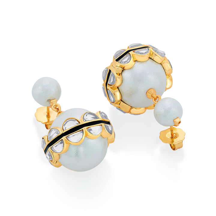 Amara Mirror Pearl Duo Drop Earrings