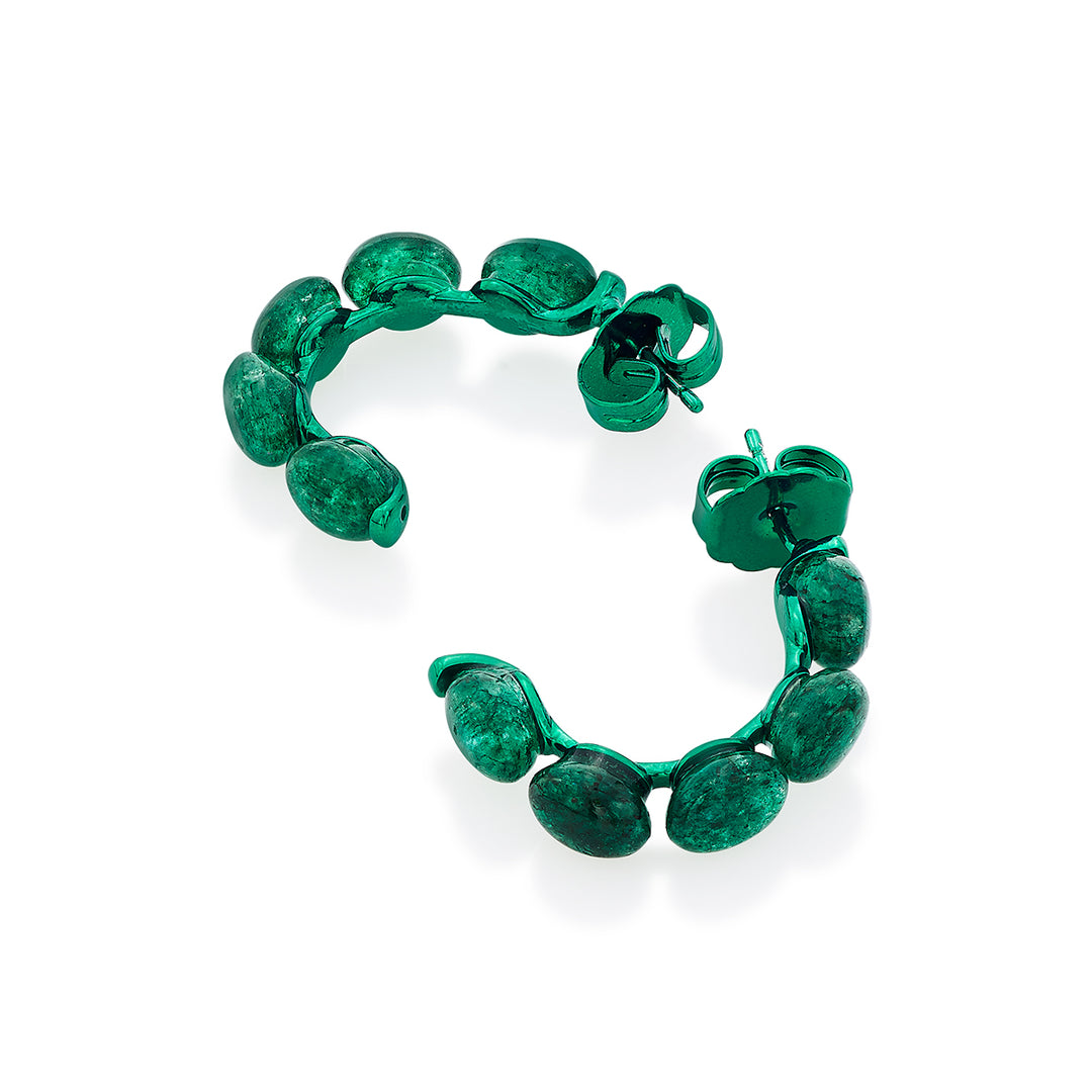 Sultana Green Quartz Hoop Earrings