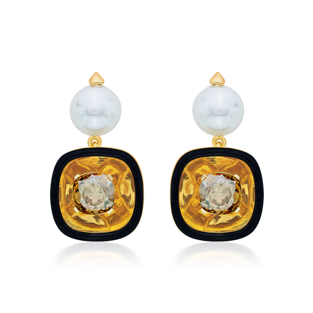 Bling Glory Wrap Crystal & Pearl Earrings