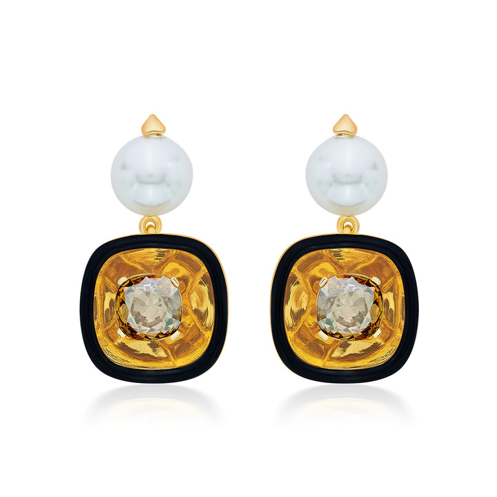 Bling Glory Wrap Crystal & Pearl Earrings