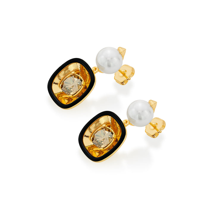 Bling Glory Wrap Crystal & Pearl Earrings