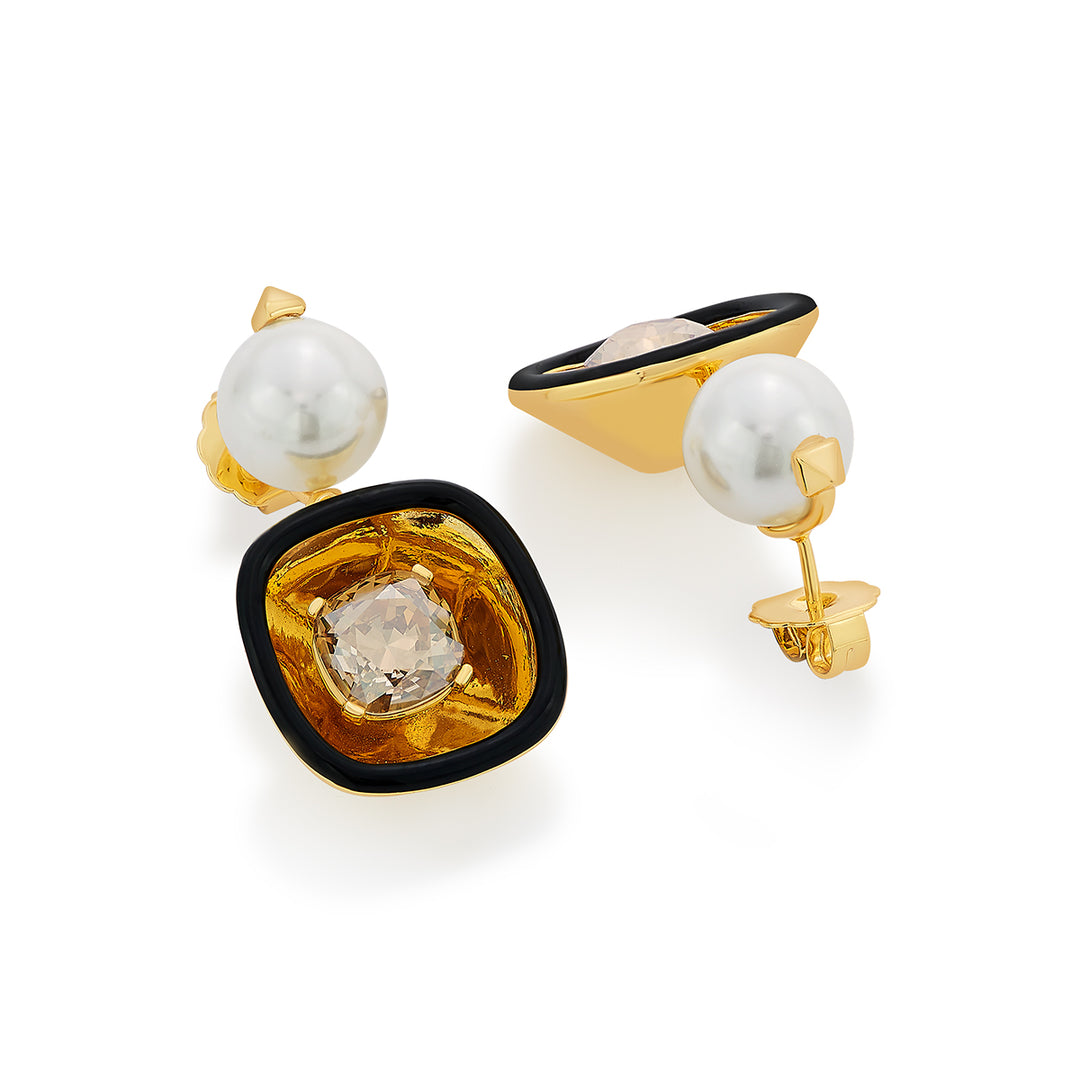 Bling Glory Wrap Crystal & Pearl Earrings