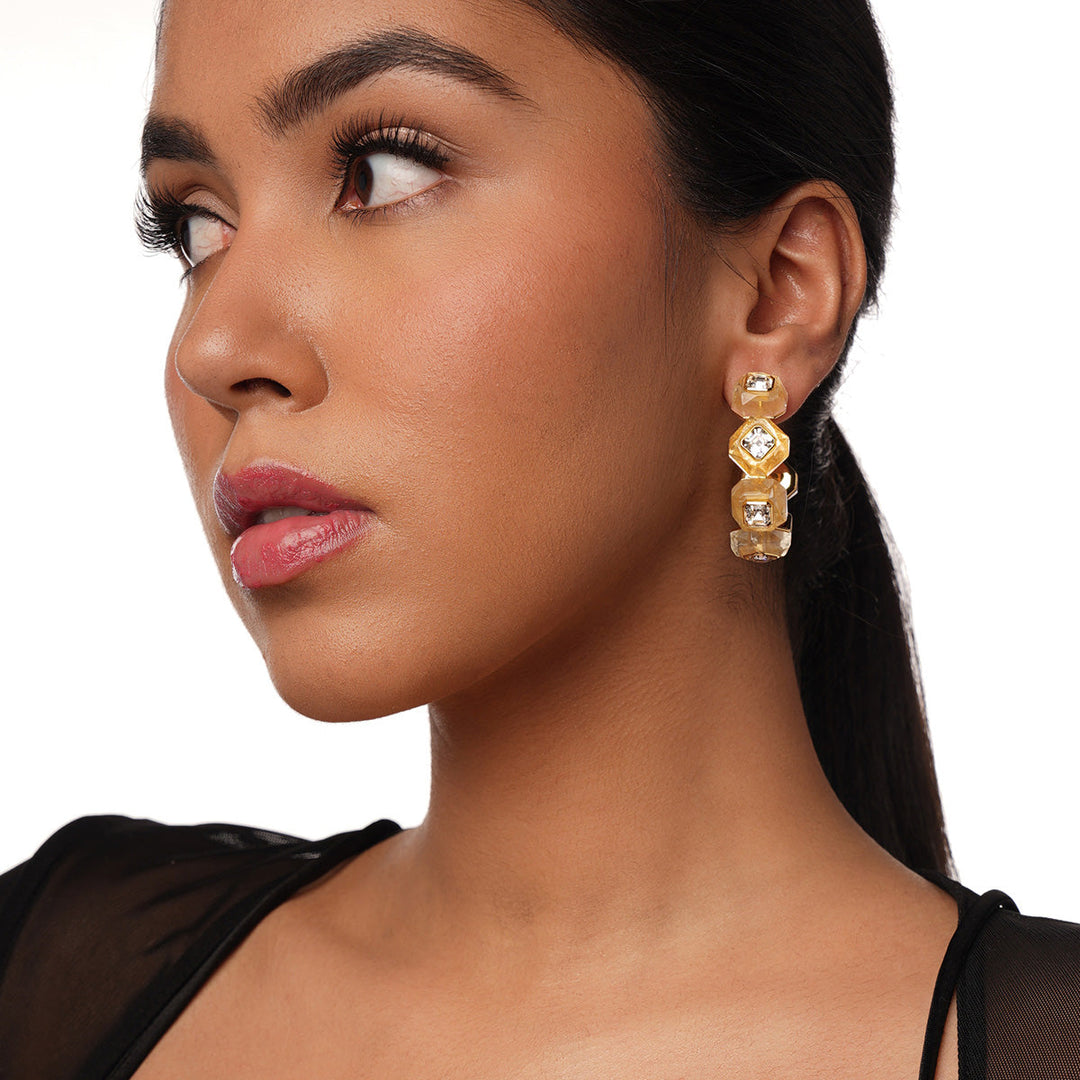 Bling Infinity Cut Maxi Crystal Hoops - Isharya | Modern Indian Jewelry