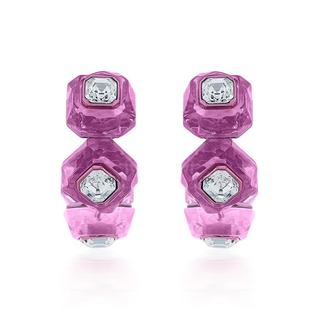 Bisou Infinity Cut Pink Crystal Hoops - Isharya | Modern Indian Jewelry
