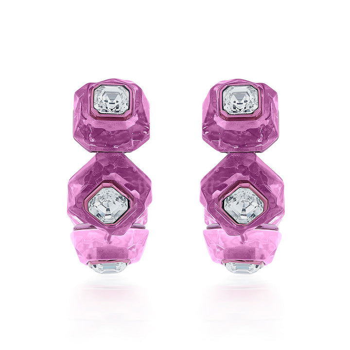 Bisou Infinity Cut Pink Crystal Hoops - Isharya | Modern Indian Jewelry