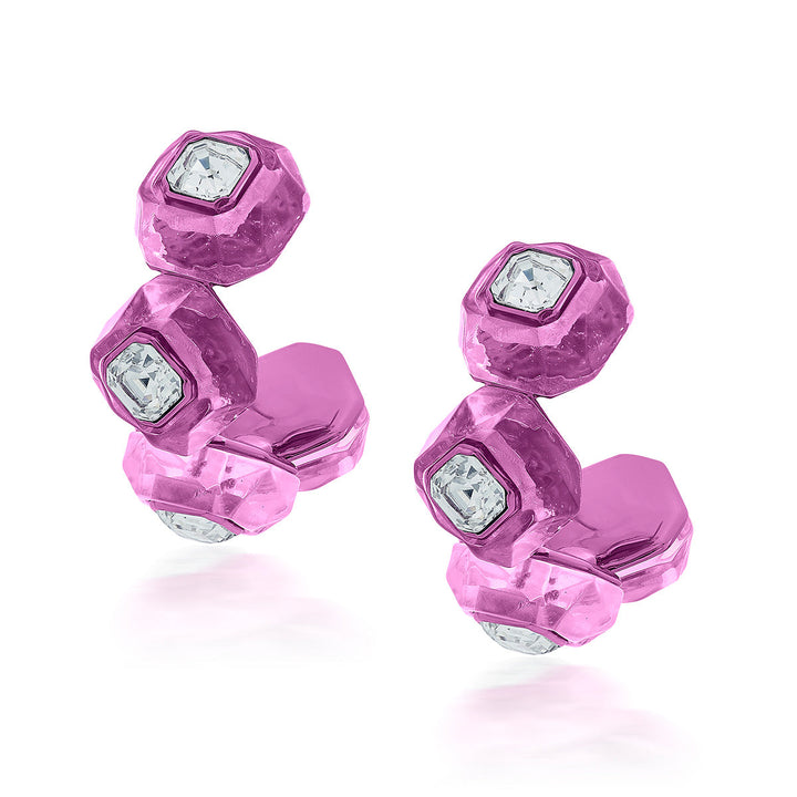 Bisou Infinity Cut Pink Crystal Hoops - Isharya | Modern Indian Jewelry