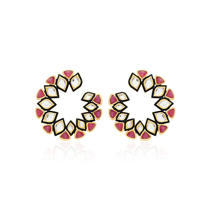 Begum Haute Pink Orange Peel Earrings - Isharya | Modern Indian Jewelry