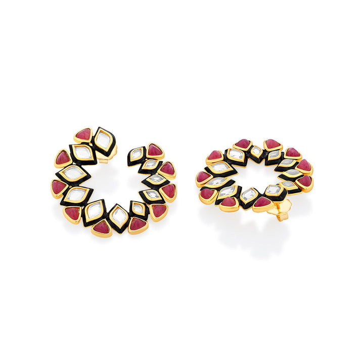 Begum Haute Pink Orange Peel Earrings - Isharya | Modern Indian Jewelry