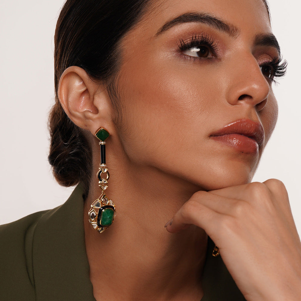 Begum Haute Evergreen Drop Earrings - Isharya | Modern Indian Jewelry
