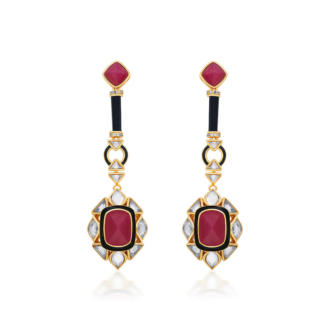 Begum Haute Pink Drop Earrings - Isharya | Modern Indian Jewelry