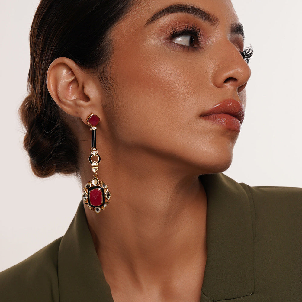 Begum Haute Pink Drop Earrings - Isharya | Modern Indian Jewelry