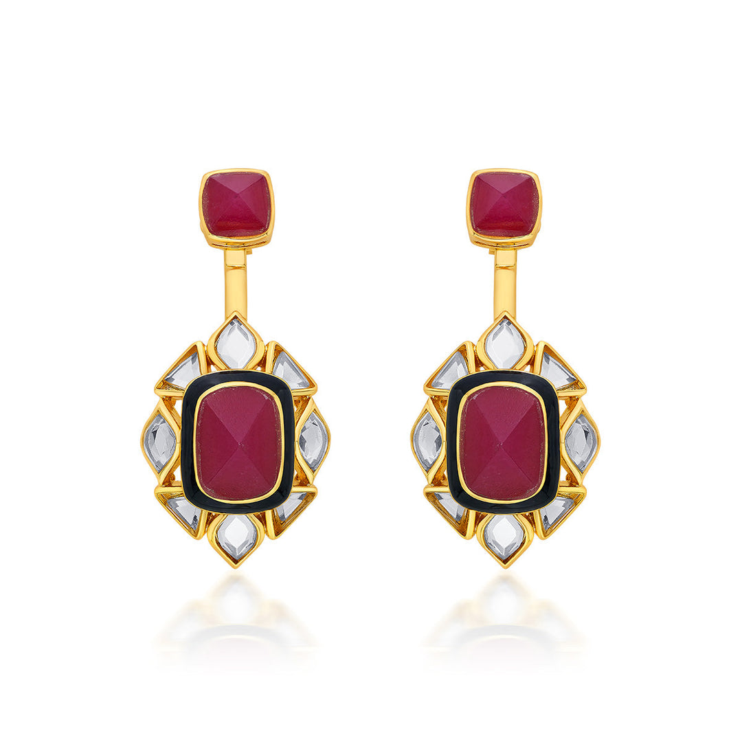 Begum Haute Pink Duplet Earrings - Isharya | Modern Indian Jewelry