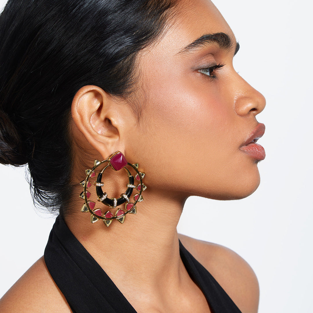 Begum Haute Pink Chandbalis - Isharya | Modern Indian Jewelry
