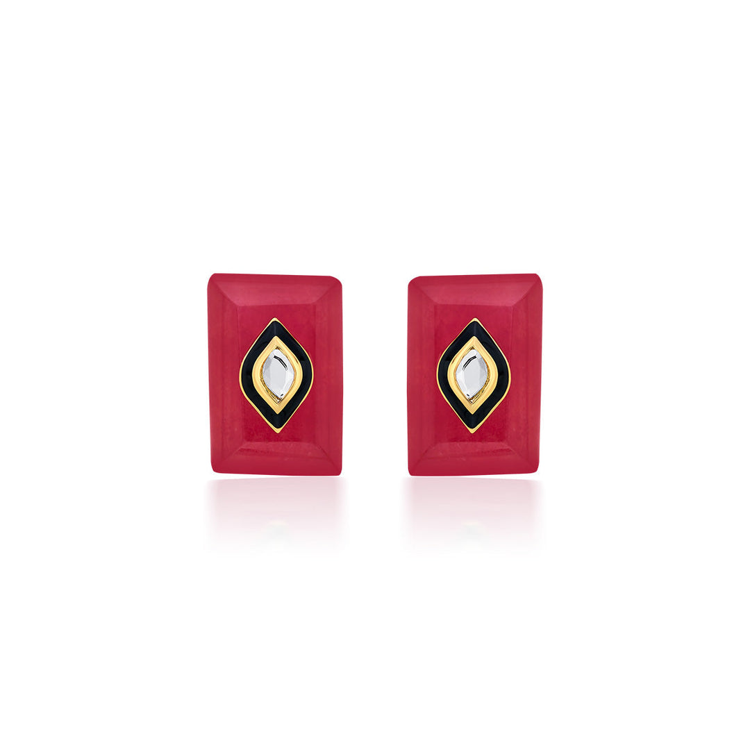 Begum Haute Pink Baroque Studs - Isharya | Modern Indian Jewelry