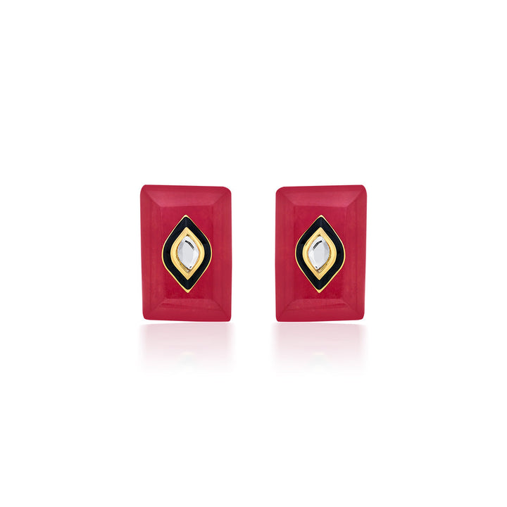 Begum Haute Pink Baroque Studs - Isharya | Modern Indian Jewelry