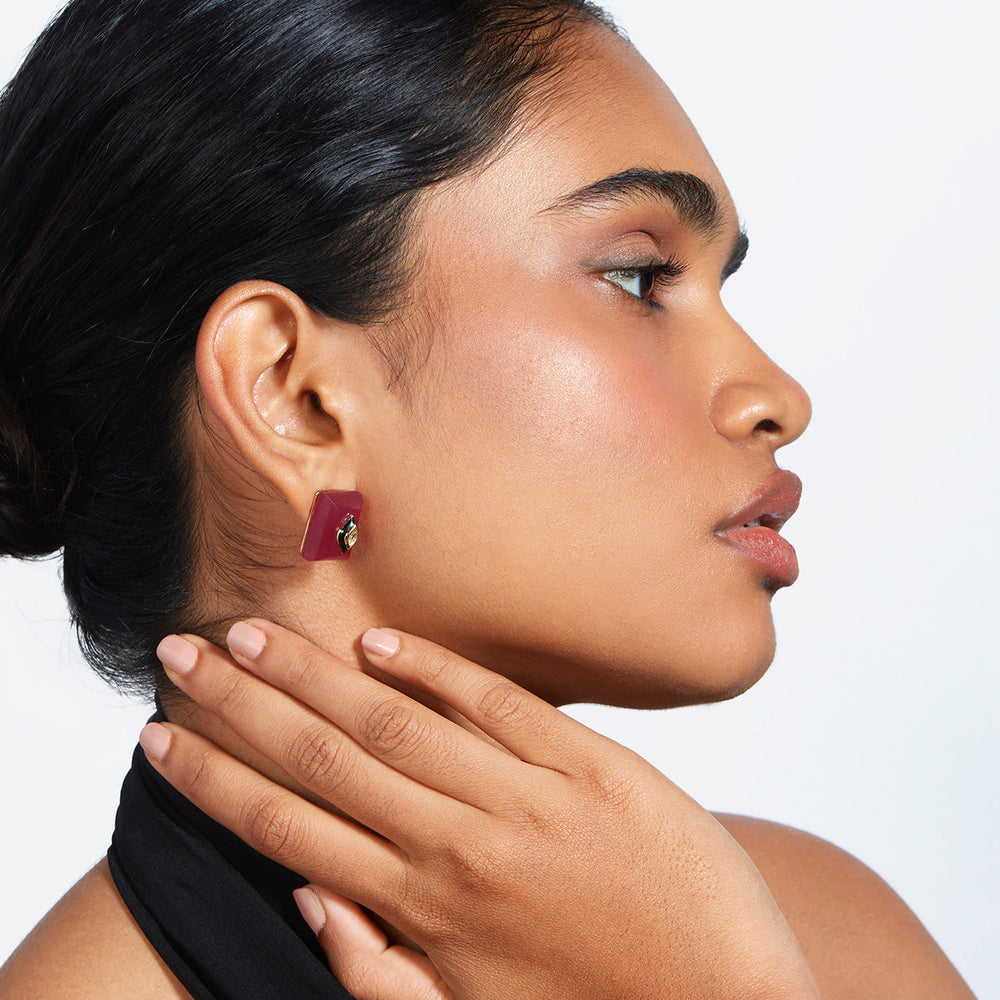 Begum Haute Pink Baroque Studs - Isharya | Modern Indian Jewelry