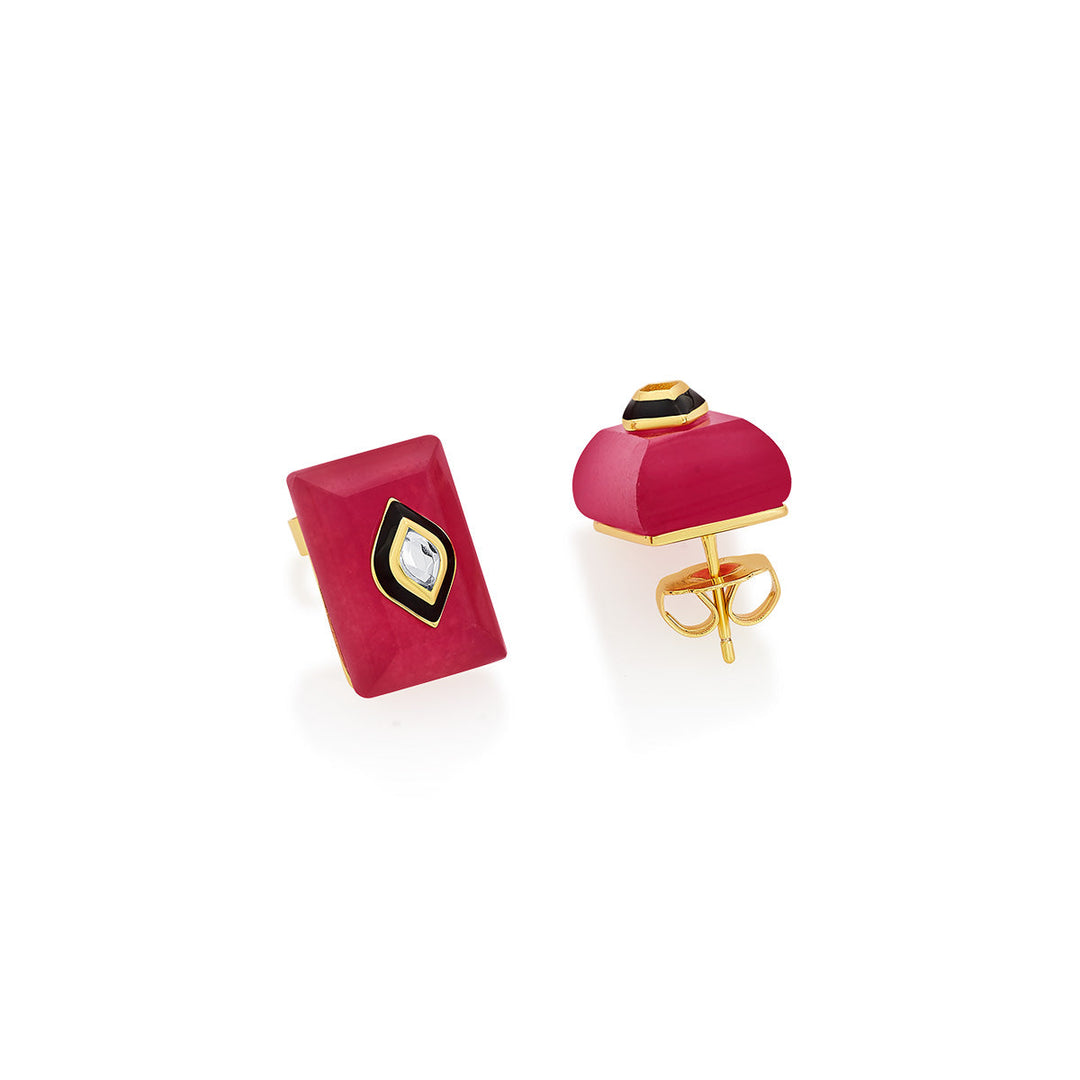 Begum Haute Pink Baroque Studs - Isharya | Modern Indian Jewelry