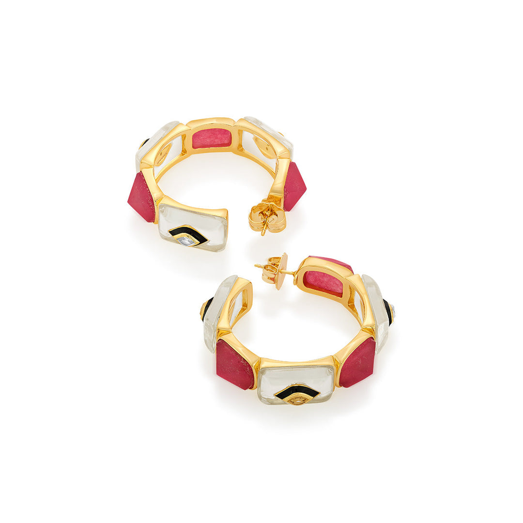 Begum Haute Pink Two Tone Hoops - Isharya | Modern Indian Jewelry