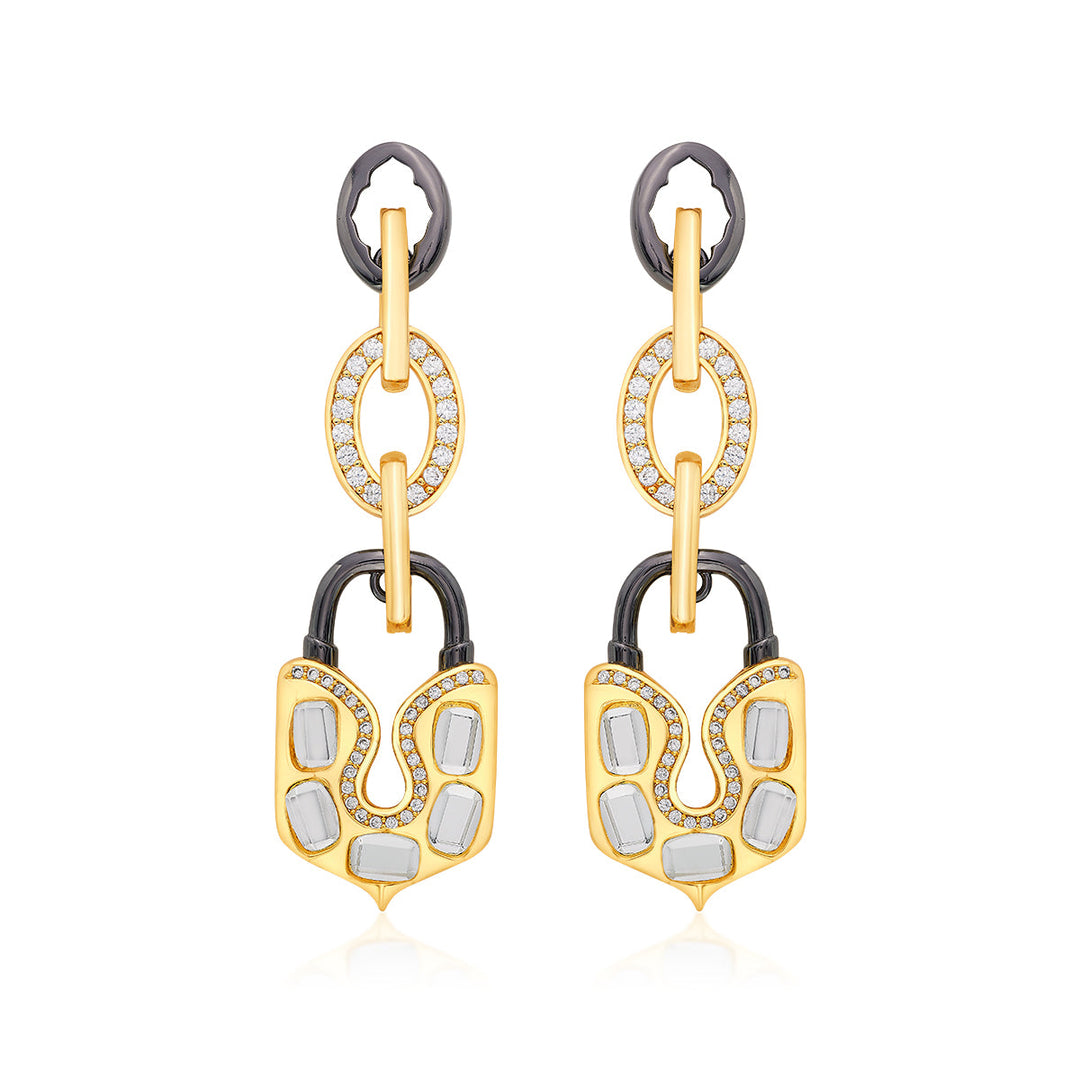 Snatched Lock & Drop Earrings - Isharya | Modern Indian Jewelry