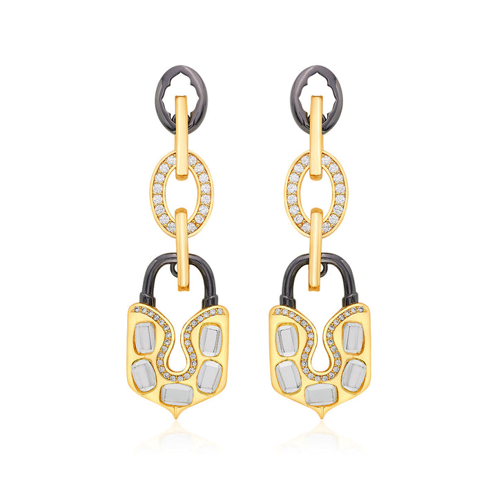 Snatched Lock & Drop Earrings - Isharya | Modern Indian Jewelry