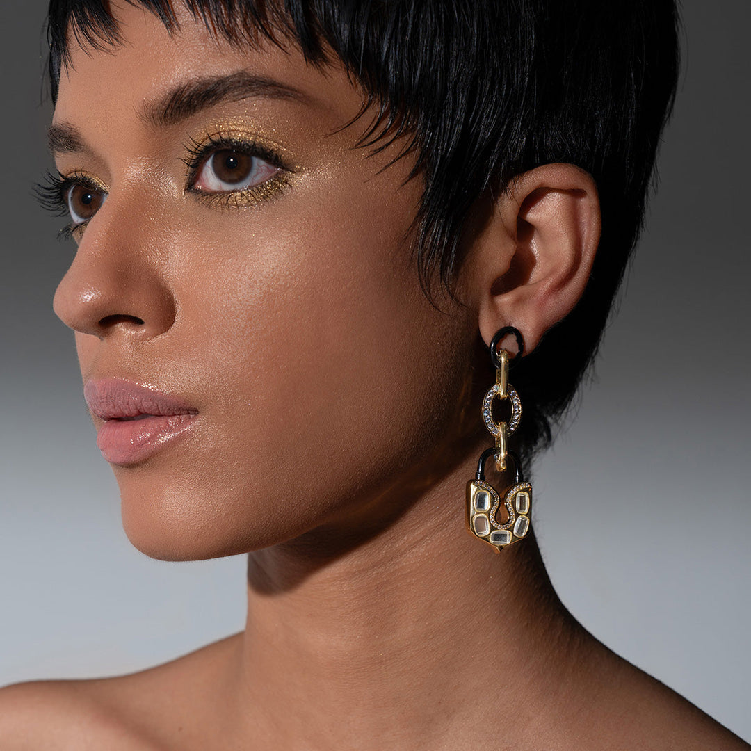 Snatched Lock & Drop Earrings - Isharya | Modern Indian Jewelry