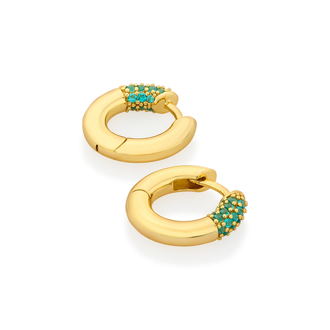Turquoise Sparkle Chubby Hoop Earrings - Isharya | Modern Indian Jewelry
