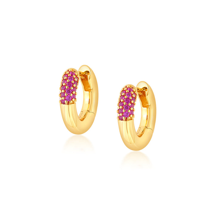 Red Sparkle Chubby Hoop Earrings - Isharya | Modern Indian Jewelry