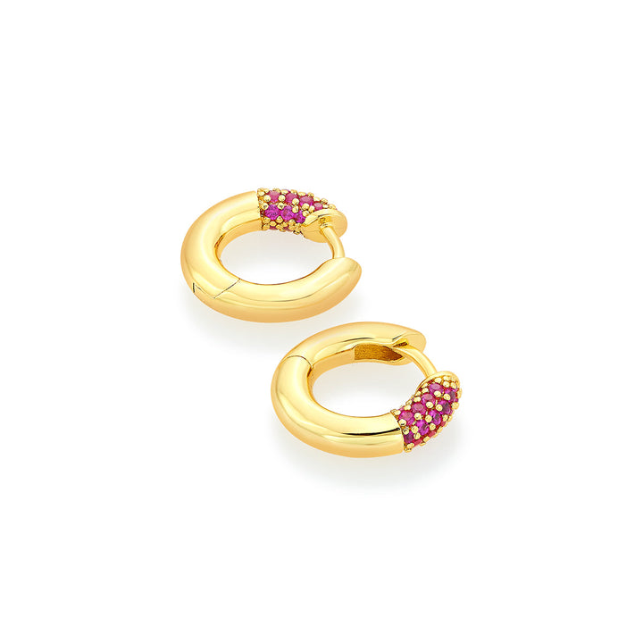 Red Sparkle Chubby Hoop Earrings - Isharya | Modern Indian Jewelry